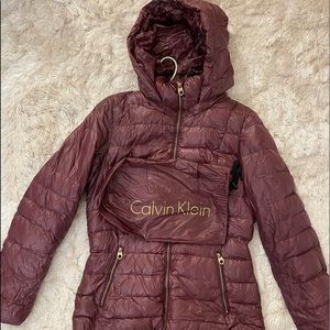 Excellent Calvin Klein premium down lightweight jacket puffer wine burgundy✨❤️✨